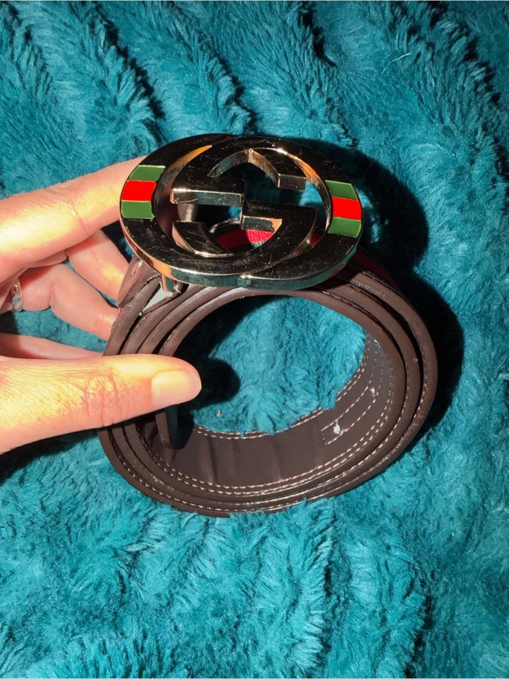 Green & Red GG Stripe unisex Belt 36”